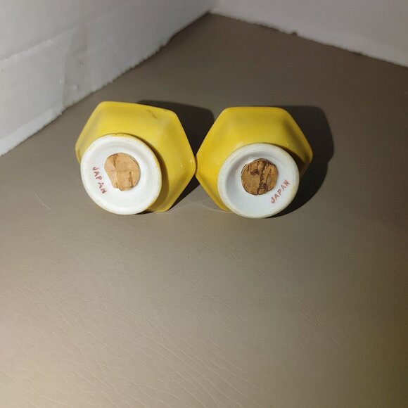 Noritake Japan Yellow Floral Salt Pepper Shaker Set Lidded Mustard Bowl Spoon - Picture 9 of 12